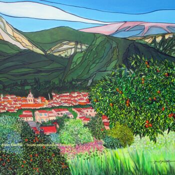 Painting titled "BUIS LES BARONNIES" by Alain Faure, Original Artwork, Acrylic Mounted on Wood Stretcher frame