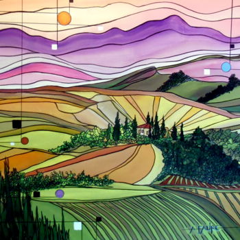 Painting titled "TOSCANE" by Alain Faure, Original Artwork, Acrylic Mounted on Wood Stretcher frame