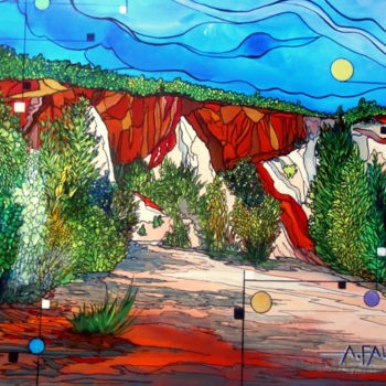Malerei mit dem Titel "COLORADO PROVENCAL" von Alain Faure, Original-Kunstwerk, Acryl Auf Keilrahmen aus Holz montiert