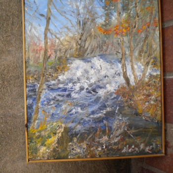 Painting titled "une cascade vue de…" by Alain Fayel, Original Artwork, Oil