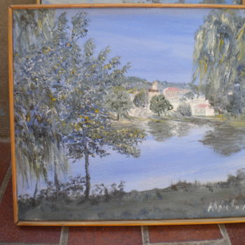 Schilderij getiteld "l'étand de POULE LE…" door Alain Fayel, Origineel Kunstwerk, Olie