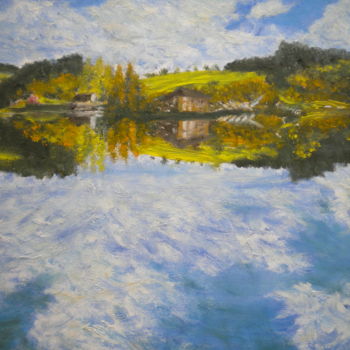 Peinture intitulée "Reflets du ciel sur…" par Alain Fayel, Œuvre d'art originale, Huile