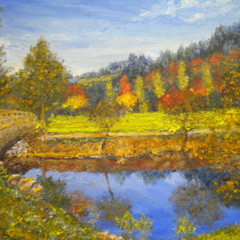 Painting titled "la passerelle en oc…" by Alain Fayel, Original Artwork, Oil