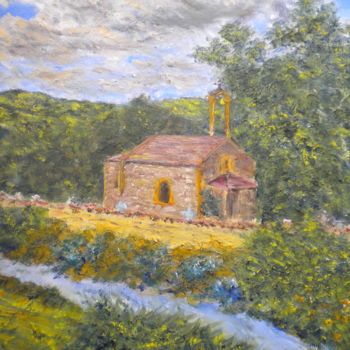 Painting titled "chapelle à RONNO en…" by Alain Fayel, Original Artwork, Oil