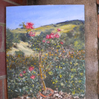 Painting titled "Roses d'octobre à G…" by Alain Fayel, Original Artwork, Oil