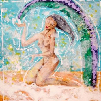 Pintura titulada "mujer en la playa" por Alain, Obra de arte original