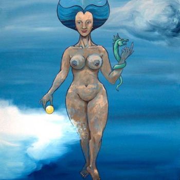 Painting titled "mujer en el aire" by Alain, Original Artwork