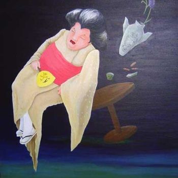Painting titled "siesta china" by Alain, Original Artwork
