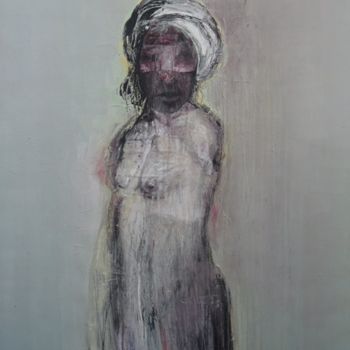 Peinture intitulée "flo au turban blanc" par Alain Gegout, Œuvre d'art originale