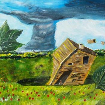 Painting titled "Attention tornade !" by Alain Granger (A.G.R), Original Artwork, Oil