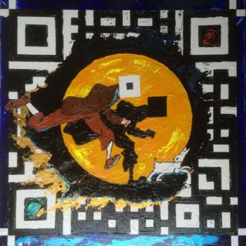 Painting titled "QR Code en Stock" by Alain Granger (A.G.R), Original Artwork, Acrylic