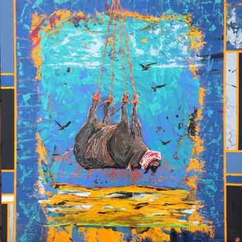 Painting titled "The last Rhino...do…" by Alain Granger (A.G.R), Original Artwork, Acrylic