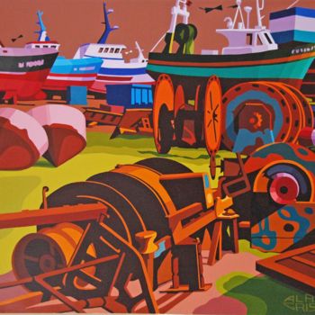 Pintura intitulada "Les vieux diesels" por Alain Grisel, Obras de arte originais, Óleo