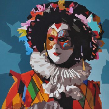 Pintura titulada "Arlequin" por Alain Grisel, Obra de arte original, Oleo