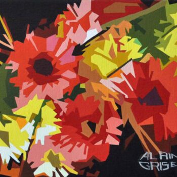 Pittura intitolato "Fleurs" da Alain Grisel, Opera d'arte originale, Olio