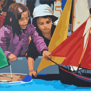 Malerei mit dem Titel "Les marins d'eau do…" von Alain Grisel, Original-Kunstwerk, Öl