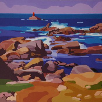 Pintura titulada "Mer et rochers à l'…" por Alain Grisel, Obra de arte original, Oleo
