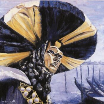 Pittura intitolato "masques-de-venise-0…" da Alain Horlaville, Opera d'arte originale