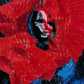 Peinture intitulée "Masque rouge à l'év…" par Alain Horlaville, Œuvre d'art originale, Huile