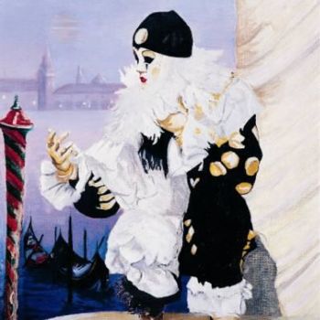 Peinture intitulée "Pierrot agenouillé" par Alain Horlaville, Œuvre d'art originale, Huile