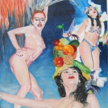 Peinture intitulée "Bresil: Carnaval" par Alain Horlaville, Œuvre d'art originale, Huile