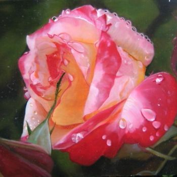 Pintura titulada "Rose" por Alain Horlaville, Obra de arte original