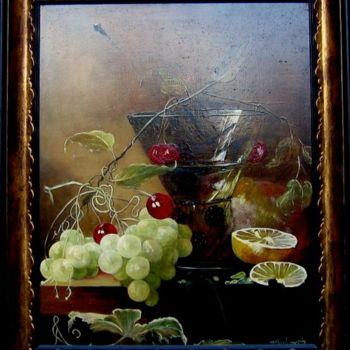 Peinture intitulée "coupe et raisin" par Alain Horlaville, Œuvre d'art originale