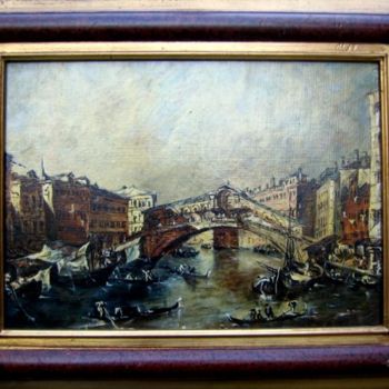 Schilderij getiteld "Le pont du Rialto (…" door Alain Horlaville, Origineel Kunstwerk