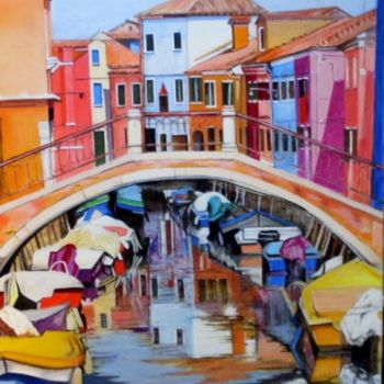 Peinture intitulée "Venise: murano" par Alain Horlaville, Œuvre d'art originale