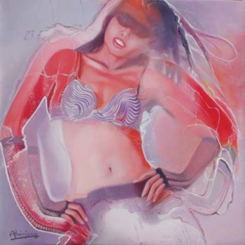 Painting titled "Voulez-vous danser…" by Alainjuno, Original Artwork, Oil Mounted on Wood Stretcher frame