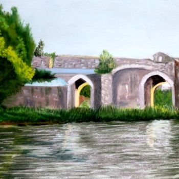 Painting titled "le-moulin-cote-loir…" by Ald, Original Artwork, Pastel