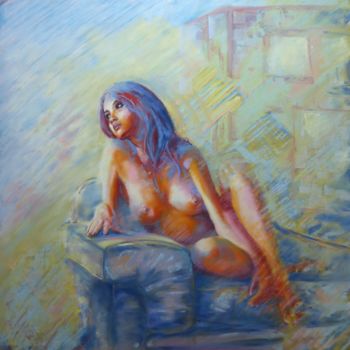 Painting titled "Mademoiselle rêve" by Alain Lorkovic, Original Artwork, Pastel Mounted on Other rigid panel