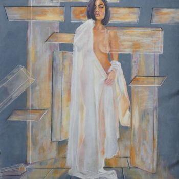 Painting titled "Michelle" by Alain Lorkovic, Original Artwork, Pastel Mounted on Cardboard