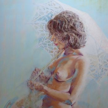 Painting titled "Ombr'elle.jpg" by Alain Lorkovic, Original Artwork, Pastel Mounted on Other rigid panel