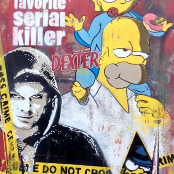 Painting titled "DEXTER" by Alain Louiset, Original Artwork, Spray paint Mounted on Other rigid panel