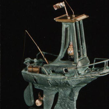 Sculpture intitulée "bateau_de_pa_che_Al…" par Alain Michel, Œuvre d'art originale