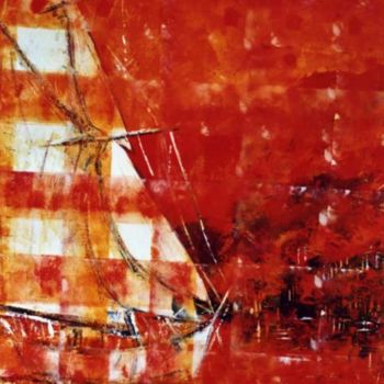Pintura titulada "Voile rouge" por Alain Moreau, Obra de arte original, Acrílico