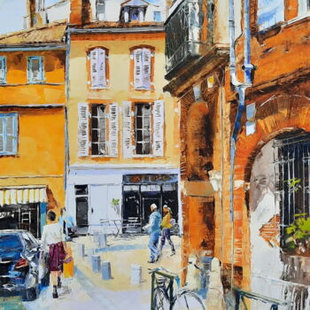 Peinture intitulée "Rue des Paradoux" par Alain Muller, Œuvre d'art originale, Huile Monté sur Châssis en bois