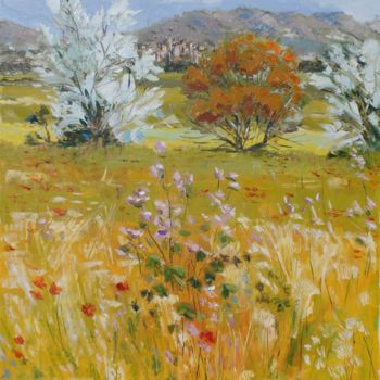 Pintura intitulada "printemps-en-Catalo…" por Alain Muller, Obras de arte originais, Óleo