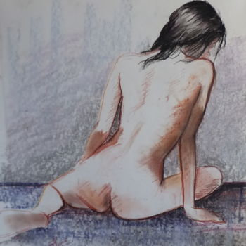 Drawing titled "Hélène 011" by Alain Ravaut, Original Artwork, Pastel