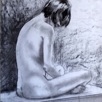Drawing titled "Hélène 009" by Alain Ravaut, Original Artwork, Charcoal