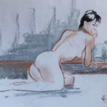 Drawing titled "Hélène 007" by Alain Ravaut, Original Artwork, Pastel