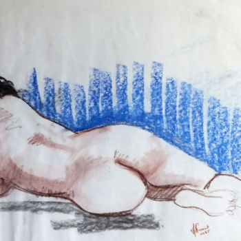 Drawing titled "Laetitia 003" by Alain Ravaut, Original Artwork, Pastel