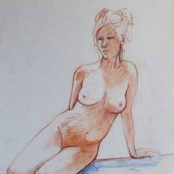 「Patricia 003」というタイトルの描画 Alain Ravautによって, オリジナルのアートワーク, 鉛筆