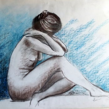 Drawing titled "Sylvie 002" by Alain Ravaut, Original Artwork, Charcoal