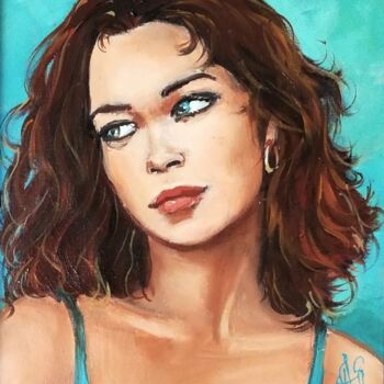 绘画 标题为“Judy blue eyes” 由Alain Ravaut, 原创艺术品, 油 安装在木质担架架上