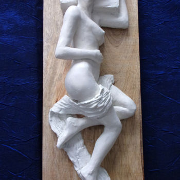Sculpture titled "Laurence alanguie" by Alain Ravaut, Original Artwork, Terra cotta
