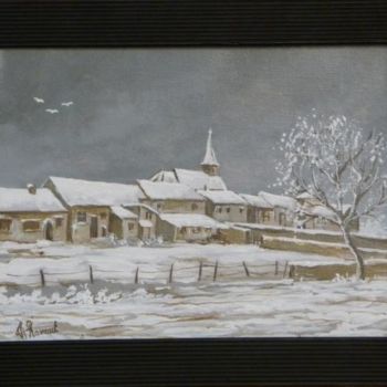 Pittura intitolato "Ciel  de neige (28x…" da Alain Ravaut, Opera d'arte originale, Olio