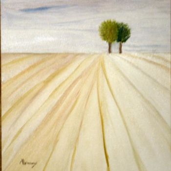 Peinture intitulée "Au bout du champ" par Alainv, Œuvre d'art originale