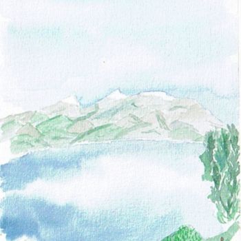 Painting titled "Lac de montagne" by Alainv, Original Artwork